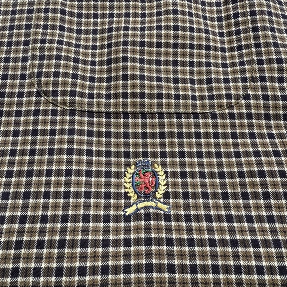 90s Tommy Hilfiger Button Up Brown Checkered M Long Sleeve Collared Shirt XL X0 - Picture 3 of 7
